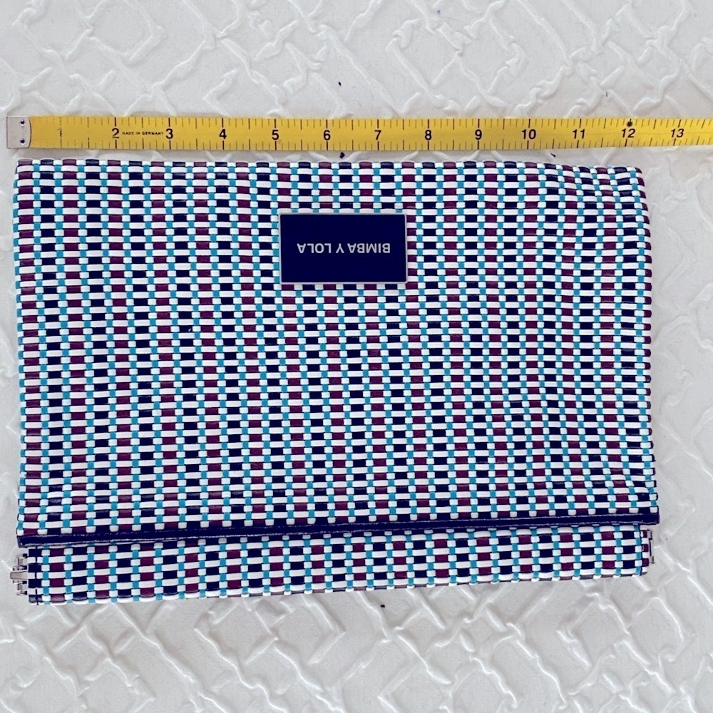 Bimba y Lola Clutch Bag Aqua Teal Black and White Check NWOT - Picture 8 of 9